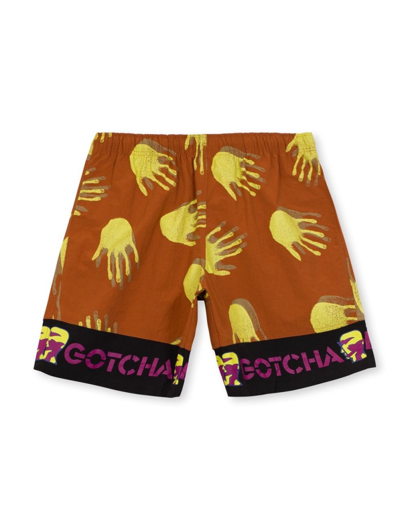 Red Brain Dead X Gotcha Hands Paneled Trunk Shorts | AU 4571023-LO