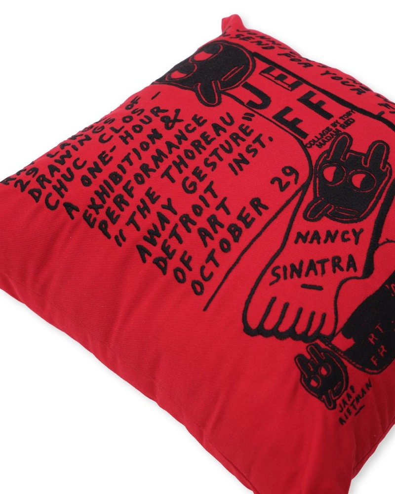 Red Brain Dead X Ray Johnson Embroidered Couch Cushion Pillow Homeware | AU 9510237-CI