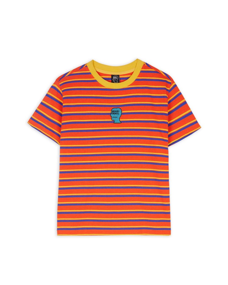 Turquoise Brain Dead Striped Baby Tee T-Shirt | AU 7431298-MU