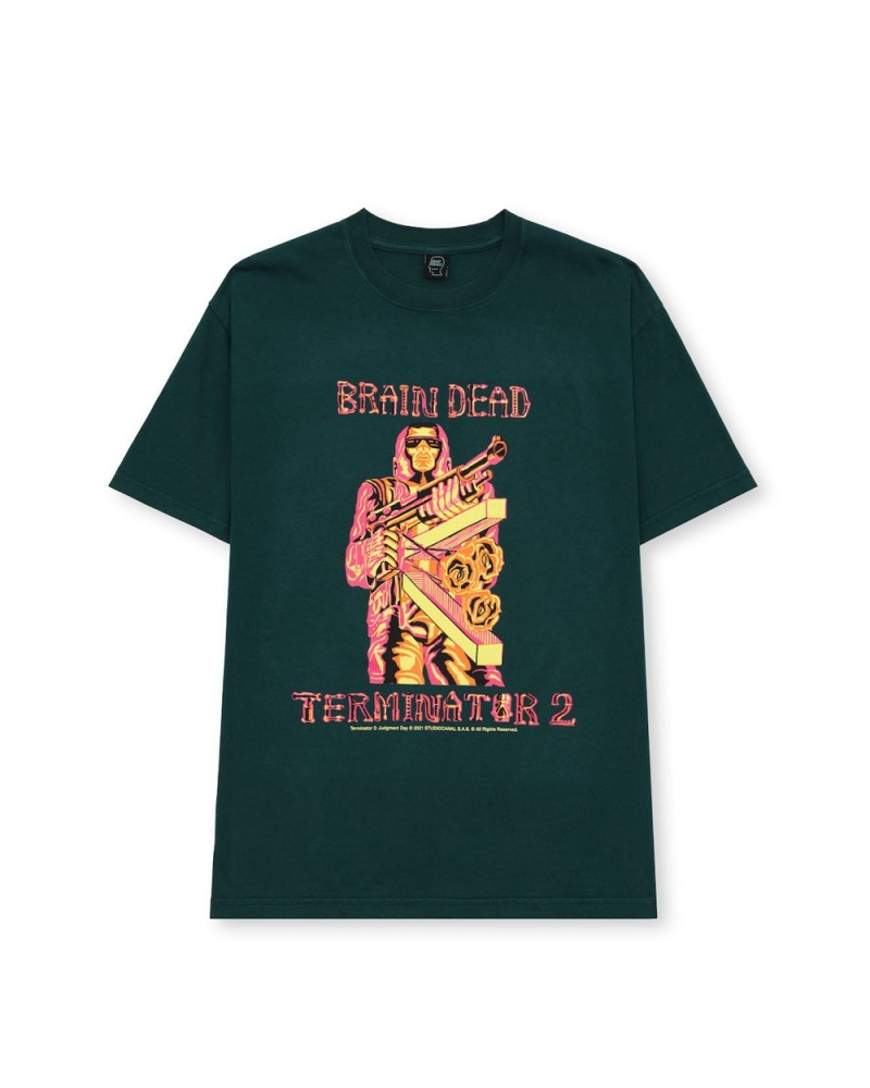 Turquoise Brain Dead Terminator Roses T-Shirt | AU 7658402-YT