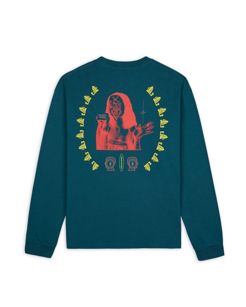 Turquoise Brain Dead Visions Club Long Sleeve T-Shirt | AU 1308456-WL