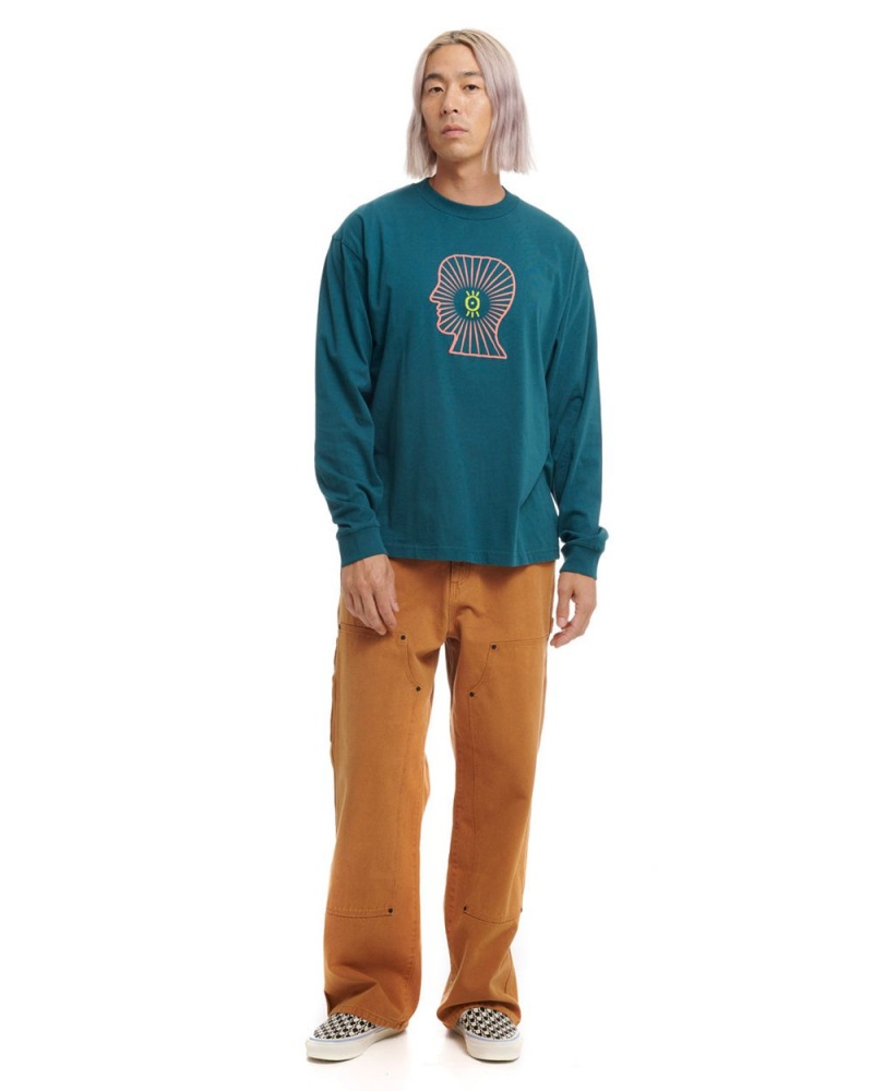 Turquoise Brain Dead Visions Club Long Sleeve T-Shirt | AU 1308456-WL