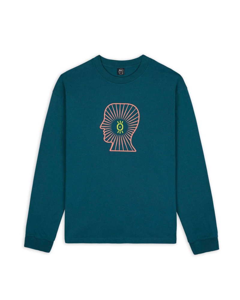 Turquoise Brain Dead Visions Club Long Sleeve T-Shirt | AU 1308456-WL