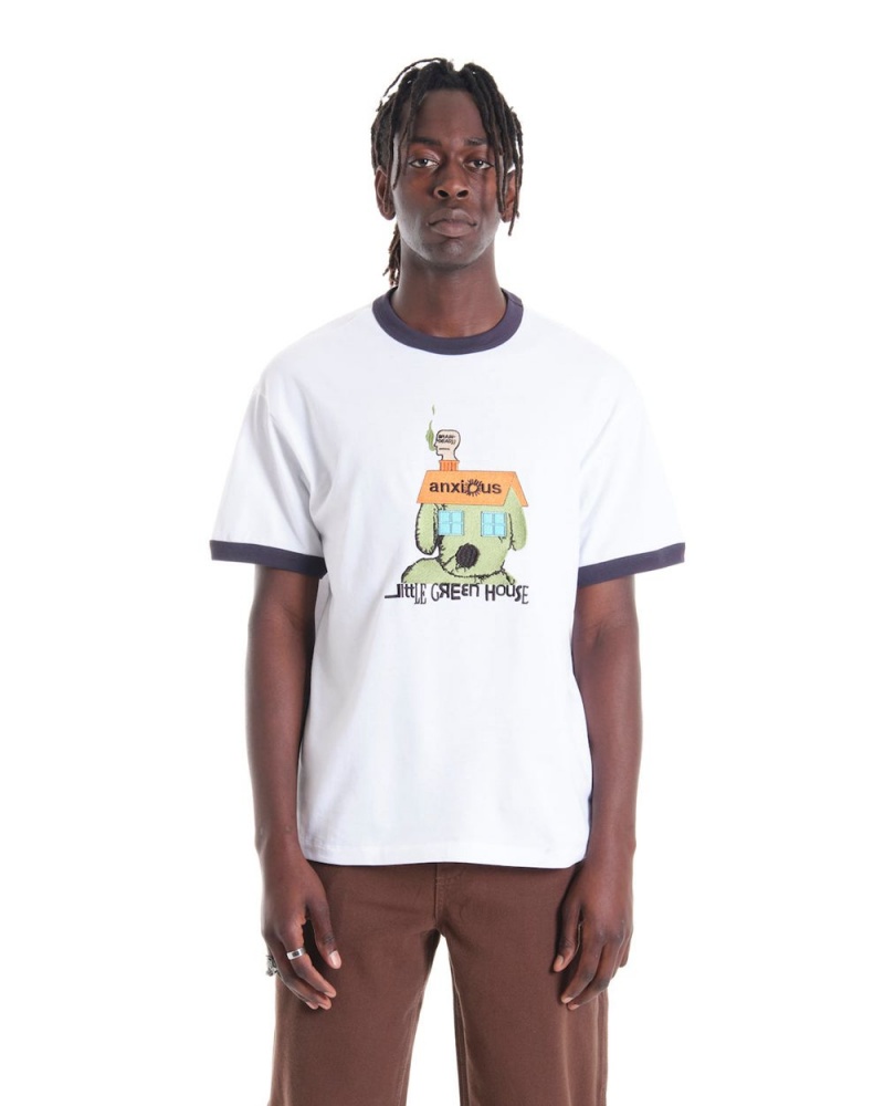 White Brain Dead Anxious Ringer T-Shirt | AU 9071482-FW