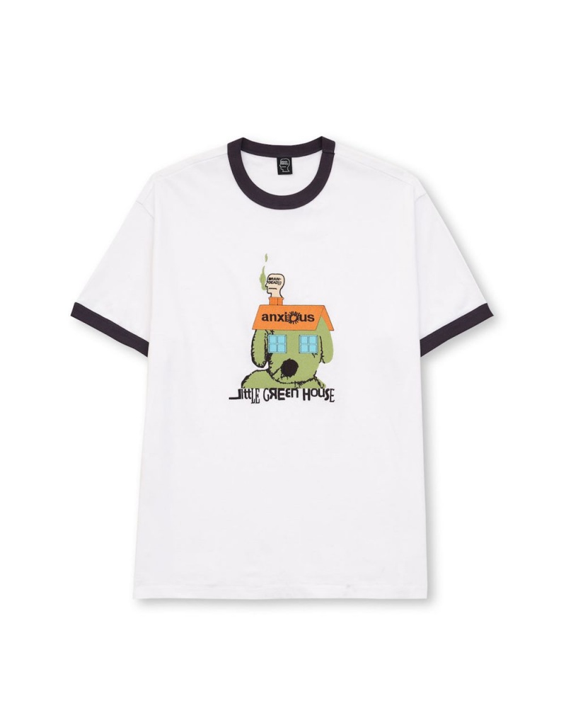 White Brain Dead Anxious Ringer T-Shirt | AU 9071482-FW