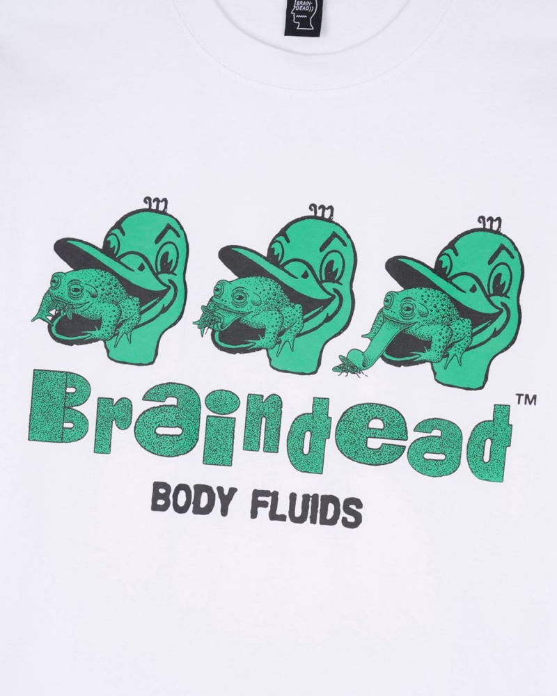 White Brain Dead Body Fluids T-Shirt | AU 2695471-TY