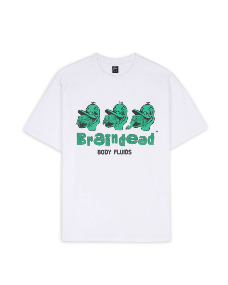 White Brain Dead Body Fluids T-Shirt | AU 2695471-TY