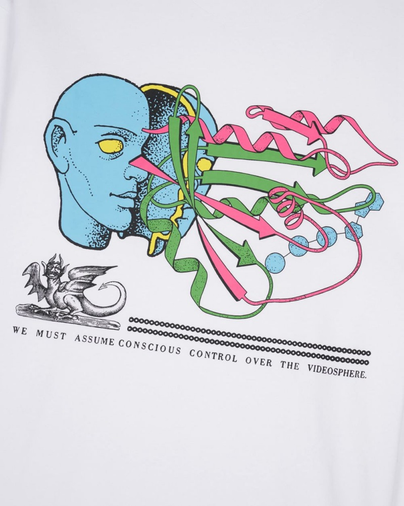 White Brain Dead Conscious Control Long Sleeve T-Shirt | AU 2416805-KZ