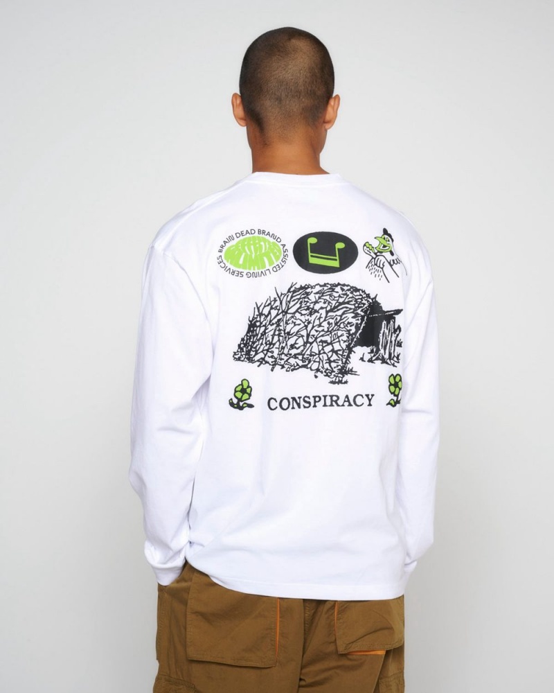 White Brain Dead Conspiracy Long Sleeve T-Shirt | AU 8962743-TC