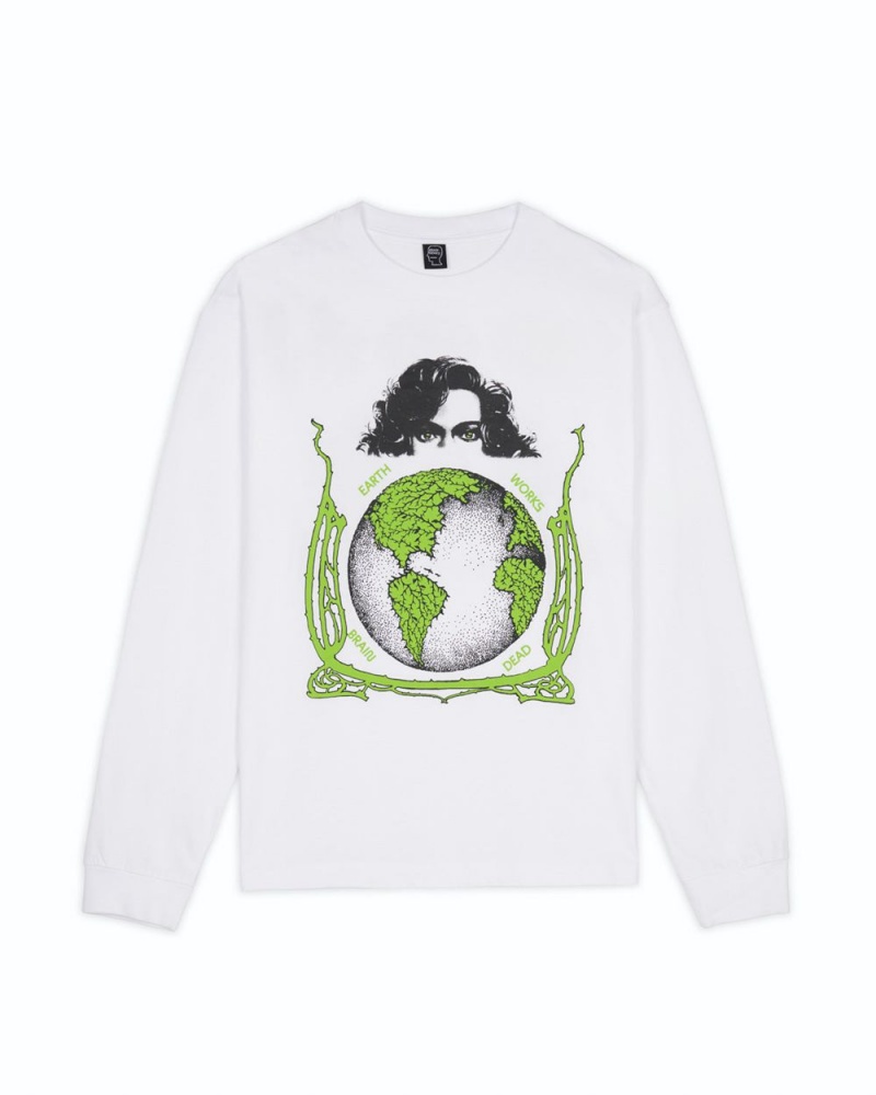 White Brain Dead Conspiracy Long Sleeve T-Shirt | AU 8962743-TC