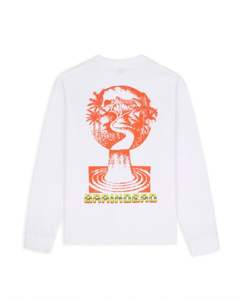 White Brain Dead Global Streams Long Sleeve T-Shirt | AU 7360152-KT