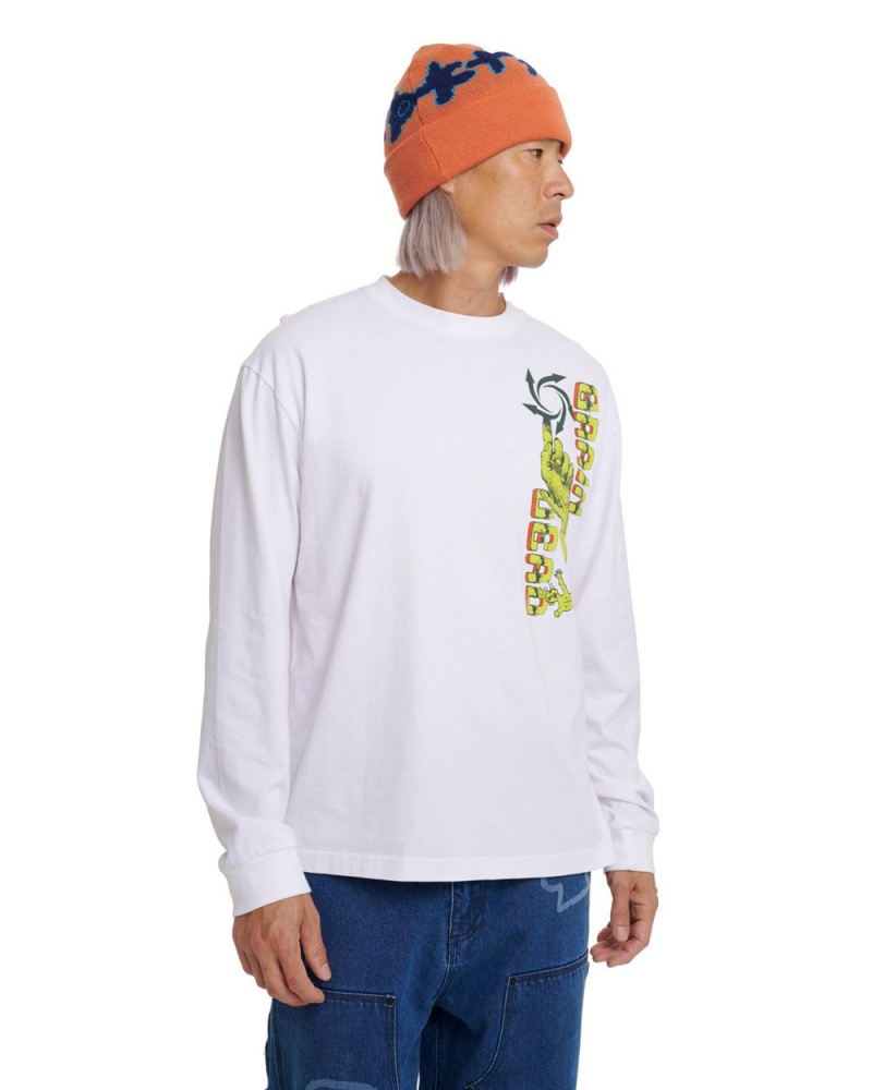 White Brain Dead Global Streams Long Sleeve T-Shirt | AU 7360152-KT