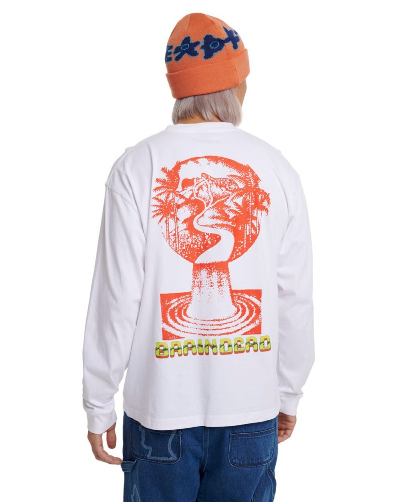 White Brain Dead Global Streams Long Sleeve T-Shirt | AU 7360152-KT