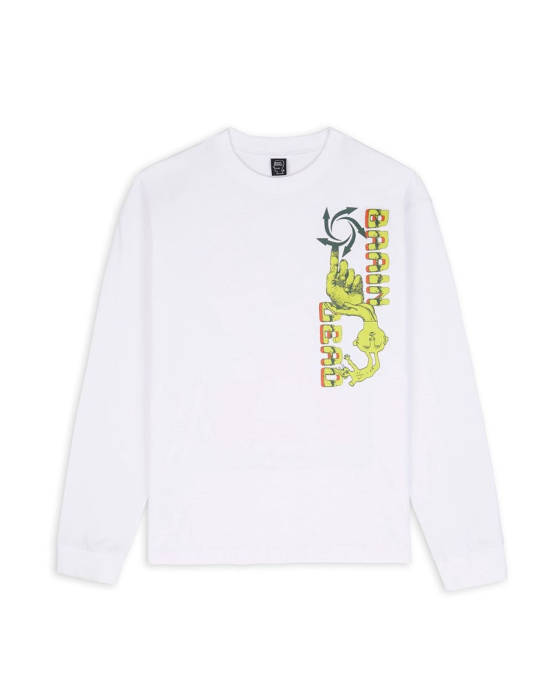 White Brain Dead Global Streams Long Sleeve T-Shirt | AU 7360152-KT