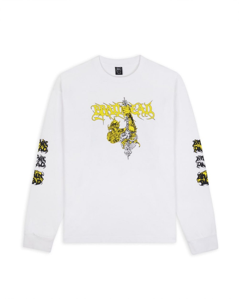 White Brain Dead Knight Buster Long Sleeve T-Shirt | AU 8319560-MO