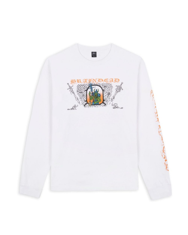 White Brain Dead Wall Of Fire Long Sleeve T-Shirt | AU 4321570-FN