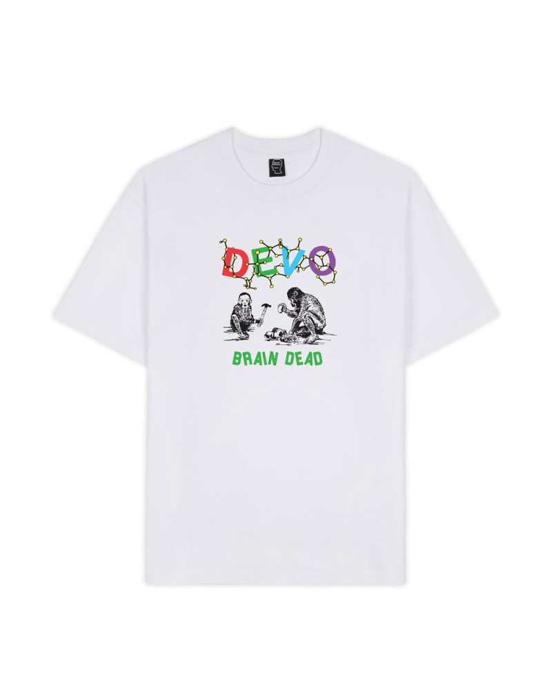 White Brain Dead X Devo Booji Dna T-Shirt | AU 9875361-HG