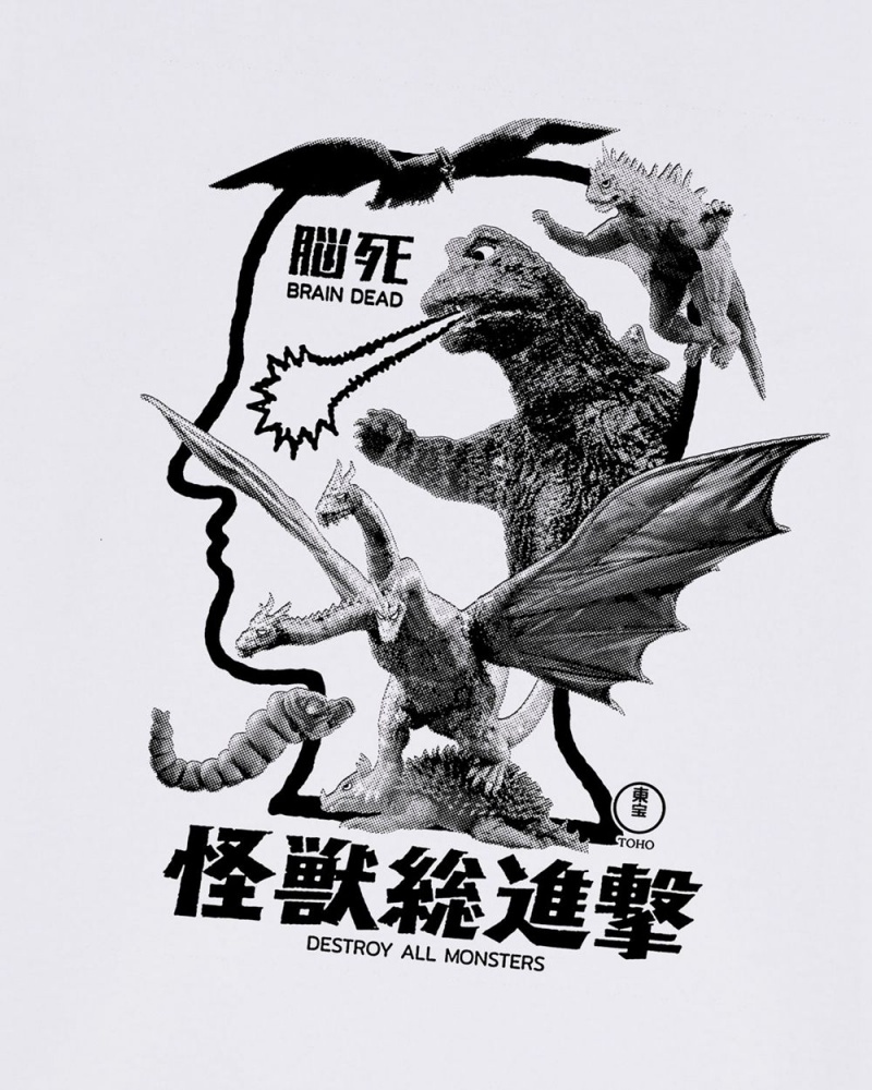 White Brain Dead X Godzilla Destroy All Monsters T-Shirt | AU 5624901-GY