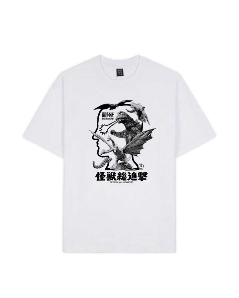 White Brain Dead X Godzilla Destroy All Monsters T-Shirt | AU 5624901-GY