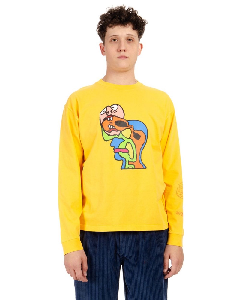 Yellow Brain Dead Brain Eater Long Sleeve T-Shirt | AU 7419602-OB