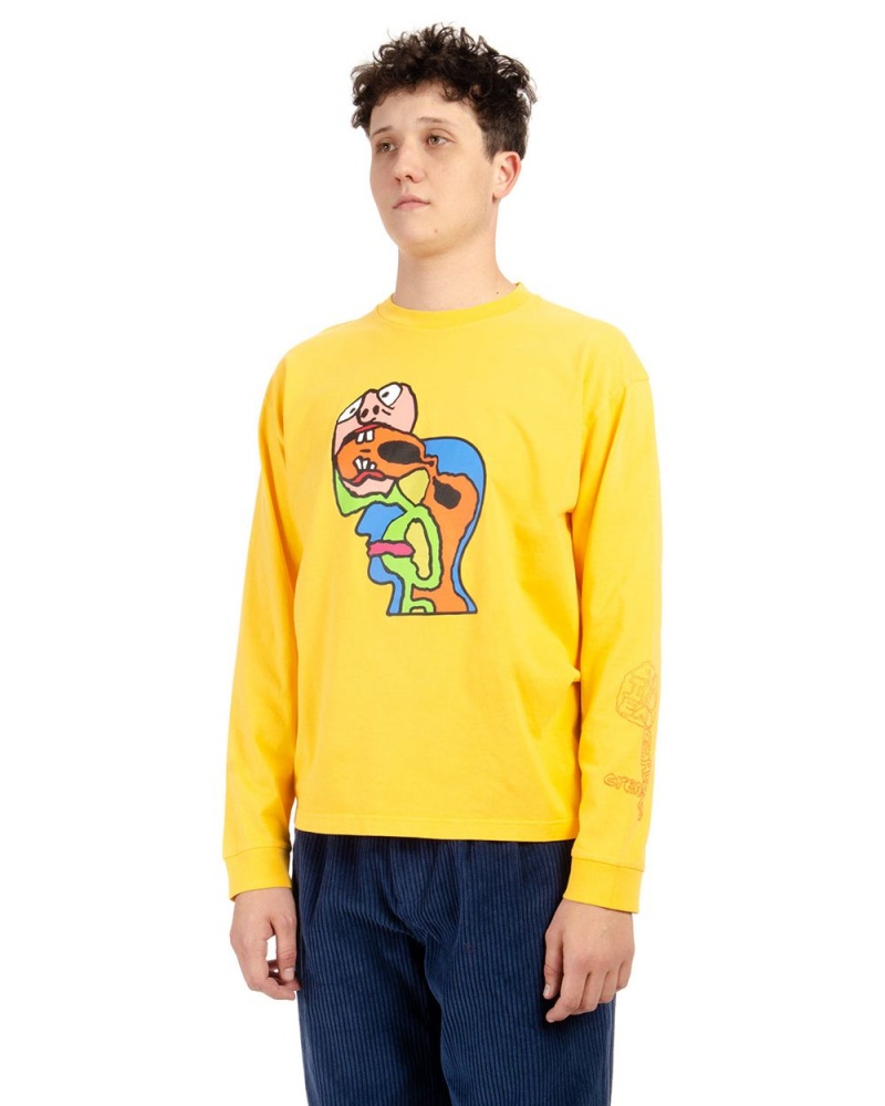 Yellow Brain Dead Brain Eater Long Sleeve T-Shirt | AU 7419602-OB