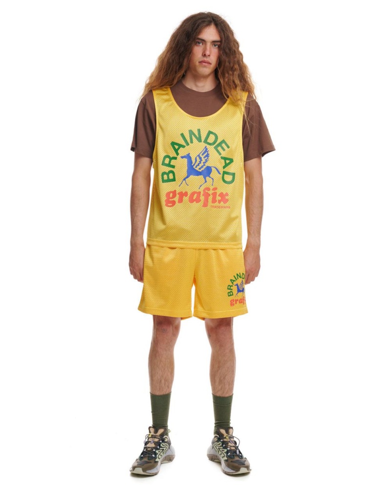 Yellow Brain Dead Grafix Team Shorts | AU 2781965-NF