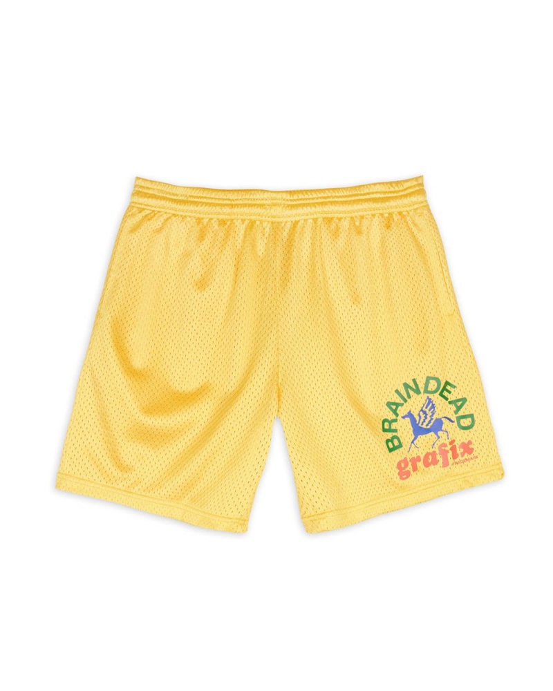 Yellow Brain Dead Grafix Team Shorts | AU 2781965-NF