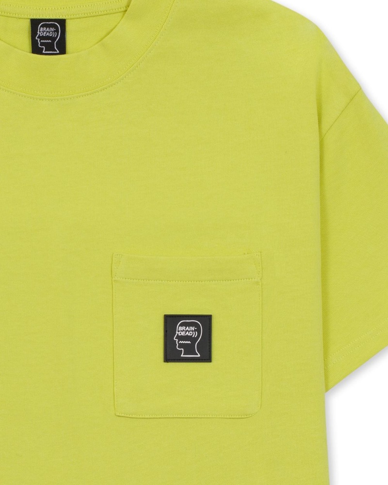 Yellow Brain Dead Heavyweight Jersey Mockneck Pocket W/Pvc T-Shirt | AU 0471689-ZR