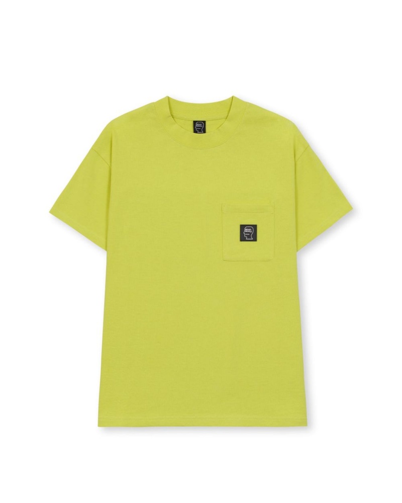 Yellow Brain Dead Heavyweight Jersey Mockneck Pocket W/Pvc T-Shirt | AU 0471689-ZR