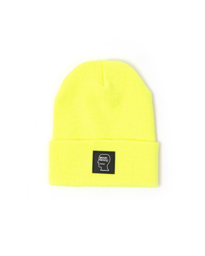 Yellow Brain Dead Logo Head Beanie | AU 8479356-VS