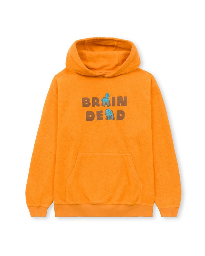 Yellow Brain Dead Odd Friends Reverse Fleece Hoodie | AU 6823547-DY