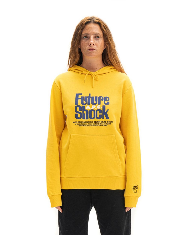 Yellow Brain Dead Spacy Long Sleeve Sweatshirt A.P.C. X Hoodie | AU 7203984-SJ