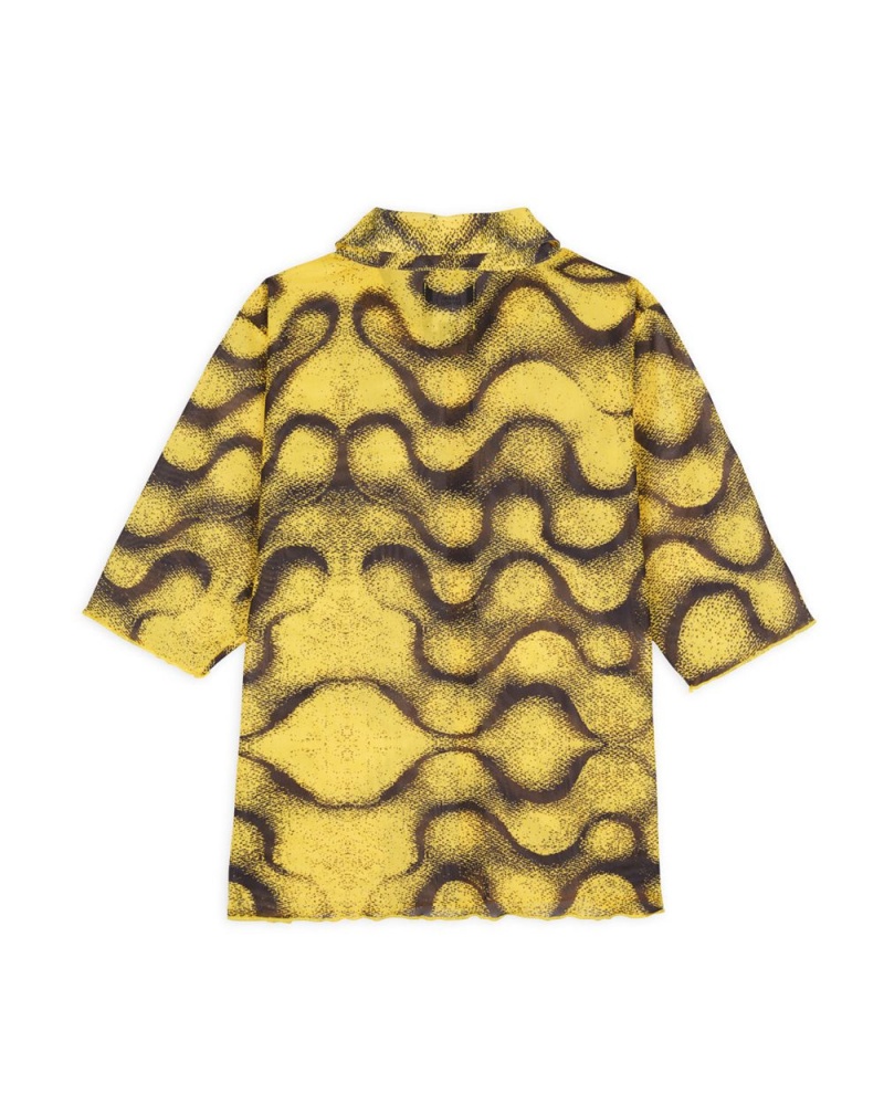 Yellow Brain Dead Squiggle Hyper Mesh Shirt | AU 5478692-LT