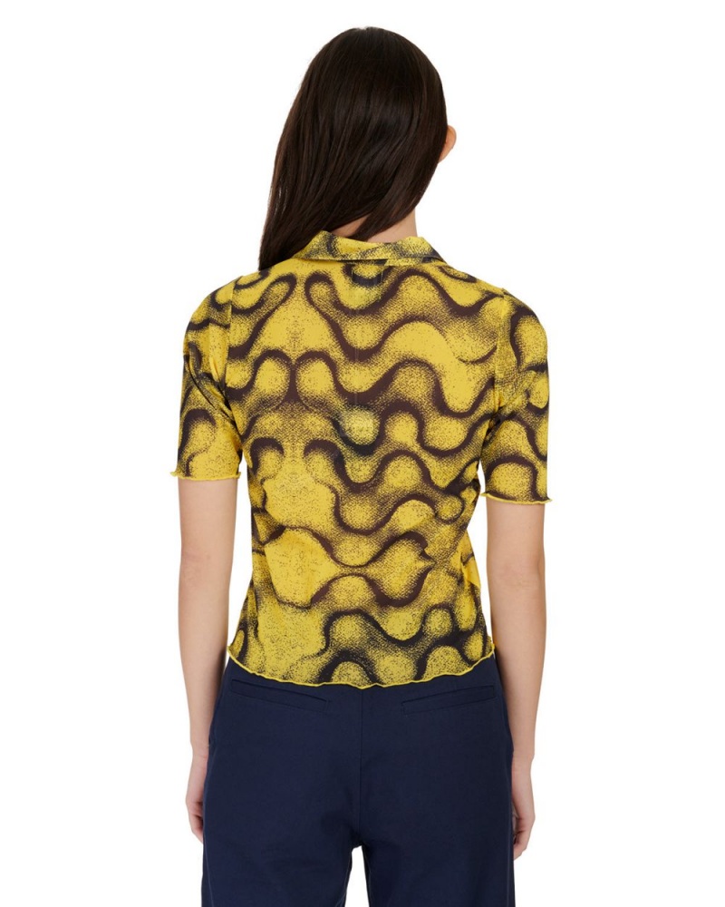 Yellow Brain Dead Squiggle Hyper Mesh Shirt | AU 5478692-LT