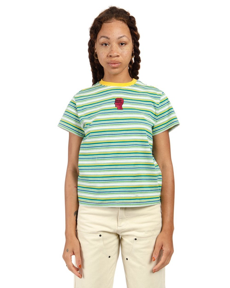 Yellow Brain Dead Striped Baby T-Shirt | AU 0851726-OY