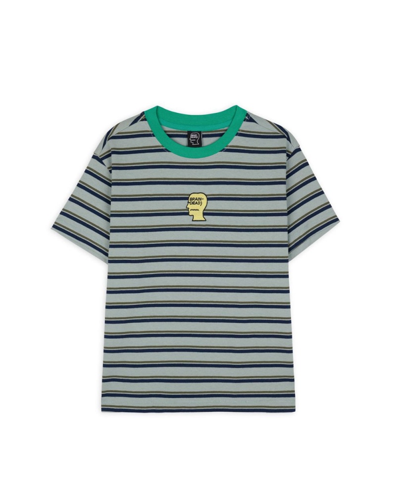 Yellow Brain Dead Striped Baby Tee T-Shirt | AU 2918340-XQ